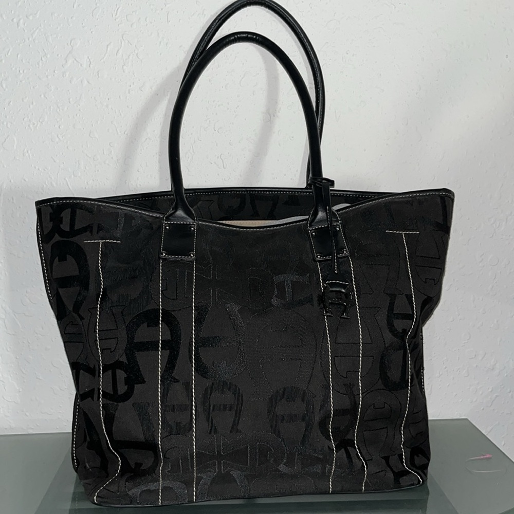 Etienne Aigner 3 compartment black tote